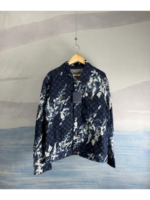Louis Vuitton Louis Vuitton Blue Denim Jacket with All-Over "Flying Dove" Tapestry Print