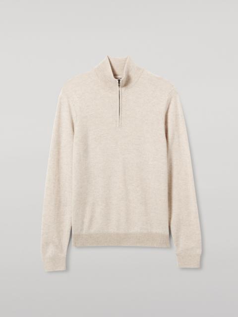 Johnstons of Elgin Rory Natural Classic Cashmere Zip Neck Jumper