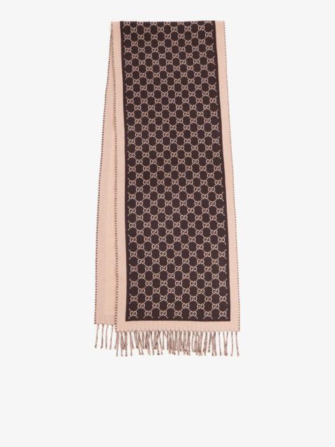 GUCCI Gucci GG Wool Scarf Brown Men