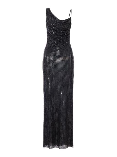 self-portrait Self-Portrait Women Long Black Draped Dress With Rhinestone