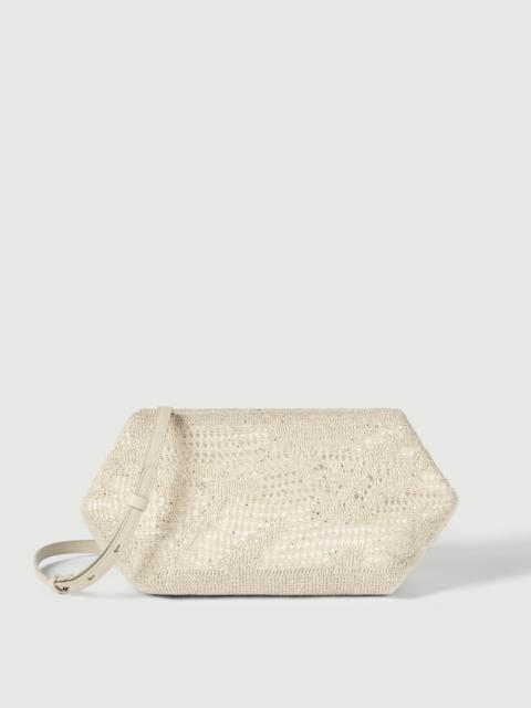 Brunello Cucinelli Dazzling water lillies knit pouch bag in linen and cotton