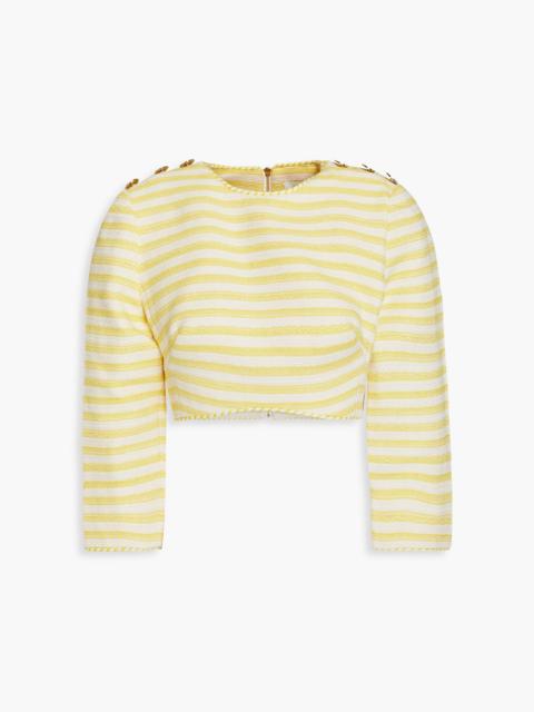 Zimmermann Cropped striped cotton-blend top