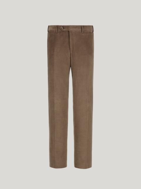 Canali WALNUT STRETCH COTTON AND CASHMERE VELVET PANTS - EXCLUSIVE