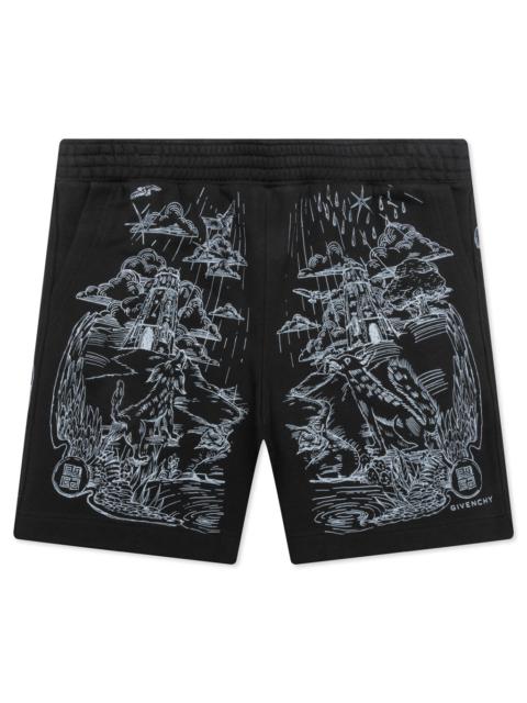Givenchy WOLF PRINT BOARD SHORTS - BLACK