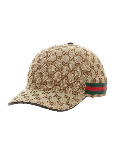 GUCCI Gucci Men Beige Baseball Cap With Web Detail On The Side In Gg Canvas Man