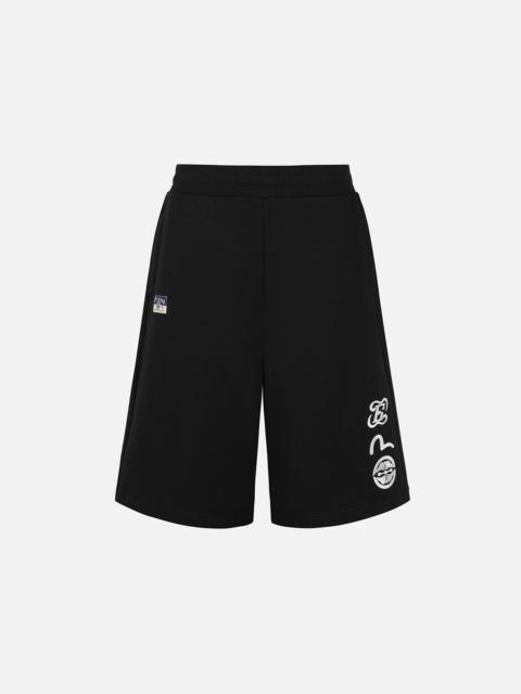 EVISU Kamon and Seagull Embroidery Fashion Fit Sweatshorts
