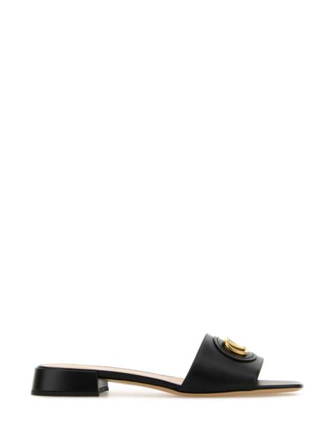 Valentino Valentino Garavani Women Black Leather Vlogo Signature Slippers