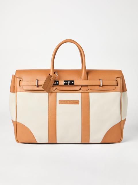 Brunello Cucinelli Grained calfskin and cowhide country bag