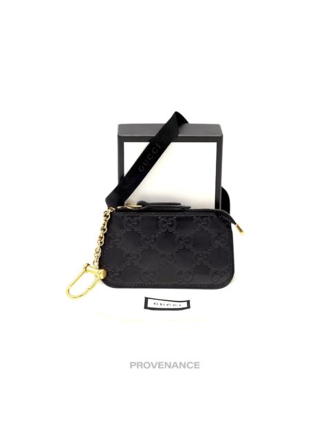 GUCCI Gucci Key Pouch Cles - Black GG Guccissima Leather