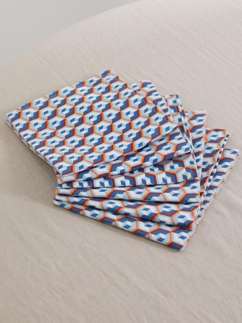 La DoubleJ Set Of Six Printed Linen Napkins