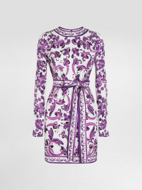 Dolce & Gabbana Majolica-print charmeuse dress