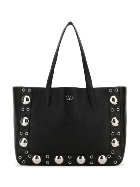 Valentino Black leather VLogo Signature shopping bag
