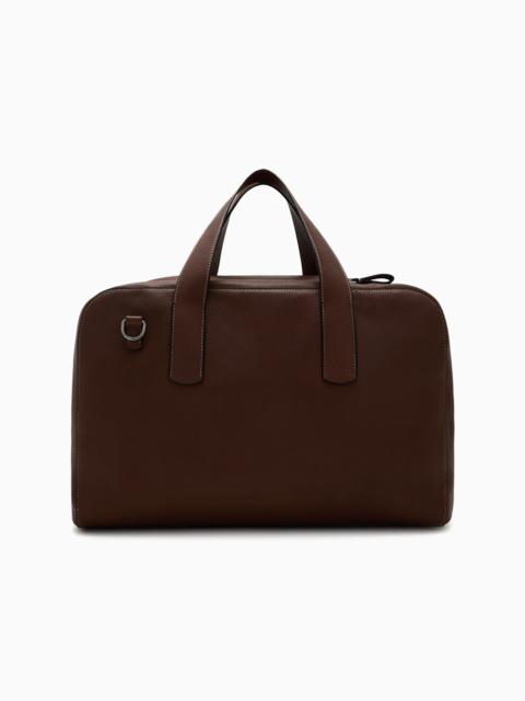 GIORGIO ARMANI PEBBLED LEATHER DUFFEL BAG