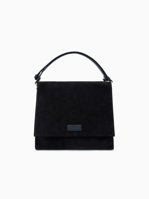 GIORGIO ARMANI SUEDE AND CALFSKIN MESSENGER BAG