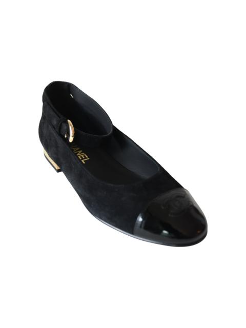 CHANEL Chanel Suede Mary Jane Ballet Flats Black