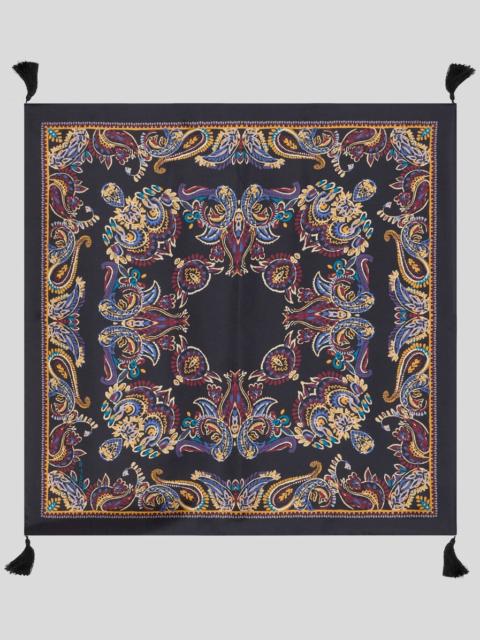 Etro SILK SCARF WITH TASSELS AND PAISLEY FOLIAGE MOTIF
