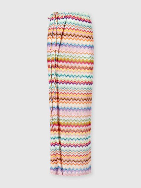 Missoni Long pareo skirt in lamé viscose with pixel-effect zigzag pattern