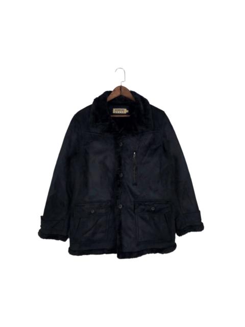 Other Designers Designer - Kansai Yamamoto Jeans Velvet Wet Faux Fur Lined Jacket