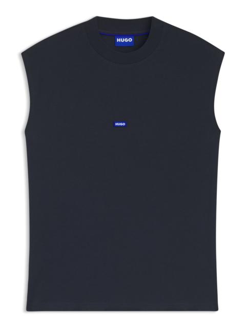 HUGO SLEEVELESS T-SHIRT IN COTTON JERSEY WITH LOGO DETAIL