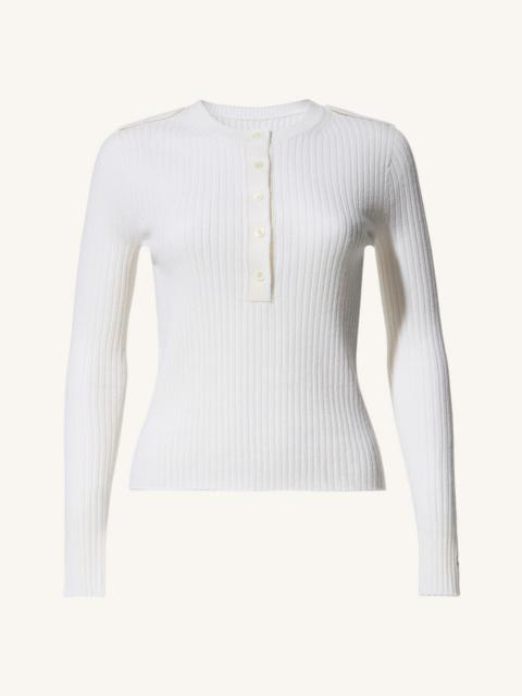 PERFECT MOMENT Ribbed Henley Wool & Cashmere Top