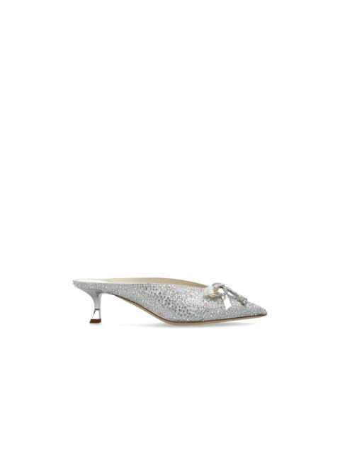 JIMMY CHOO JIMMY CHOO 'Auria' Silver Heeled Mules New & Authentic (Wome