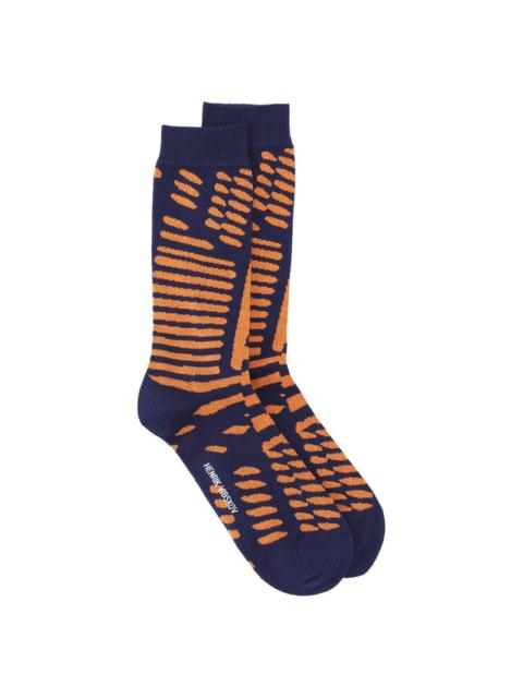 HENRIK VIBSKOV MURPH SOCKS HOMME - BLUE PUMPKIN STRIPES