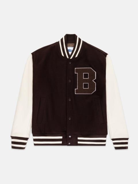 J. PRESS BROWN WOOL VARSITY JACKET