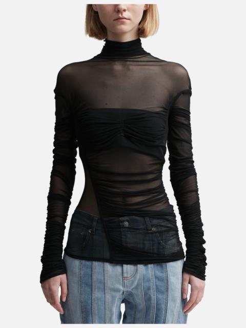 MUGLER RUCHED MESH TOP