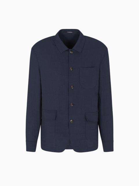 EMPORIO ARMANI SHIRT JACKET IN TECHNICAL SEERSUCKER FABRIC