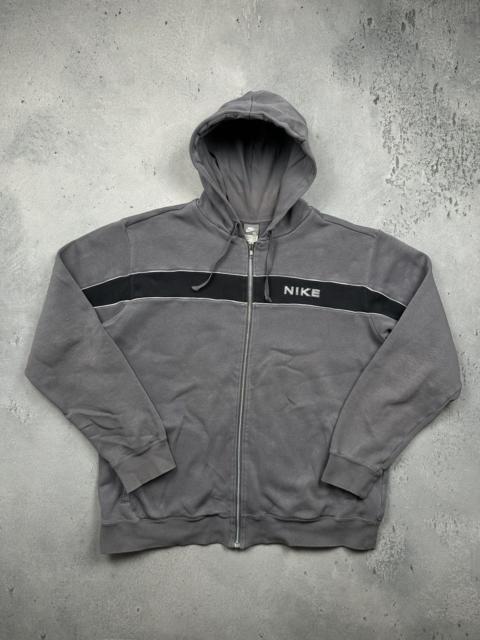 Nike Vintage Nike Grey Full-Zip Hoodie Contrast Stripe Panel 90s