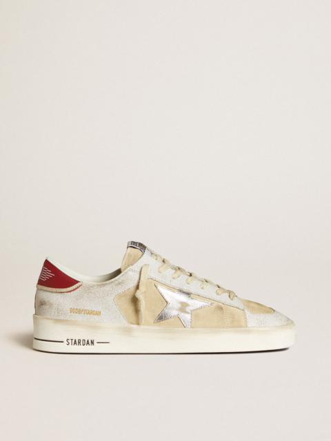 Stardan in nubuck and crackle leather with silver metallic leather star