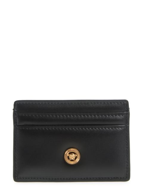VERSACE Versace Medusa Leather Card Case in Black-Versace Gold at Nordstrom