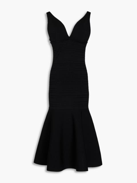 Victoria Beckham Fluted pointelle-knit midi dress