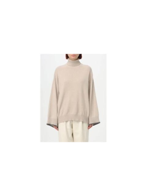 Brunello Cucinelli Brunello Cucinelli Beige Turtleneck Oversized Sweater