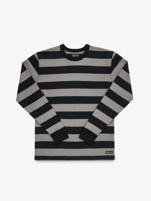 Iron Heart 11OZ COTTON KNIT LONG-SLEEVED SWEATER - GREY/BLACK