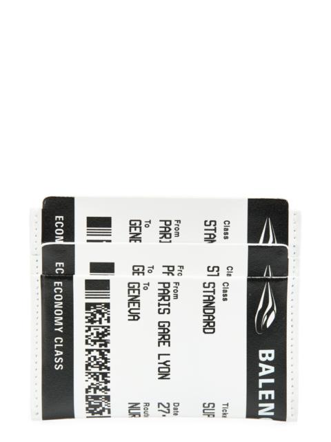 BALENCIAGA Balenciaga Boarding Pass Leather Card Case in 1090 Black/White at Nordstrom