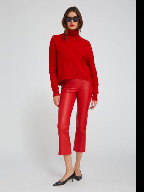SPRWMN RED LEATHER CROP FLARE