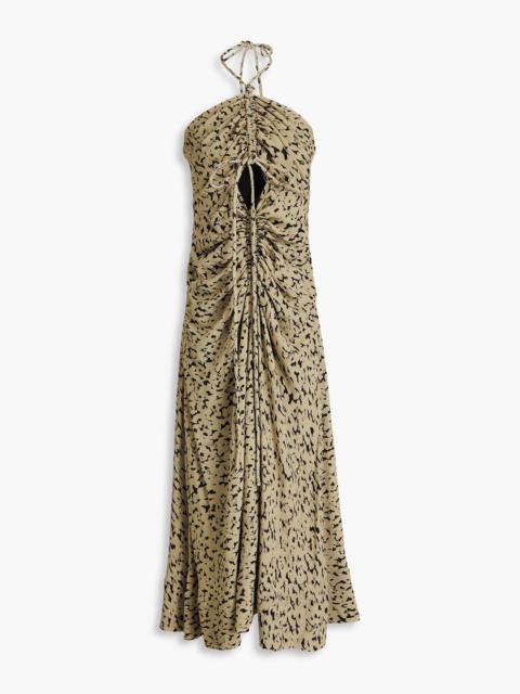 Proenza Schouler Ruched printed crepe halterneck maxi dress