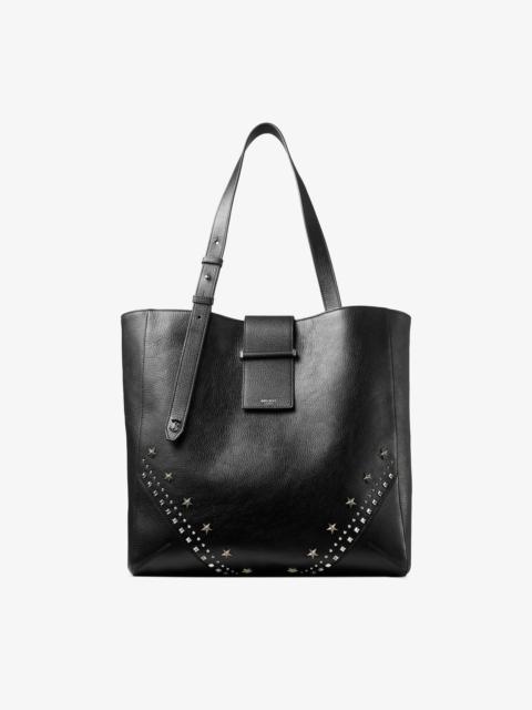 JIMMY CHOO Bar Vertical Tote Medium
Black Soft Grained Calf Skin Tote Bag with Textured Stars
