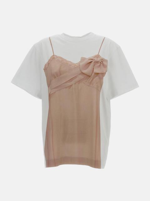 Simone Rocha T-shirt with Bow Sash Print and Illusion Slip Dress