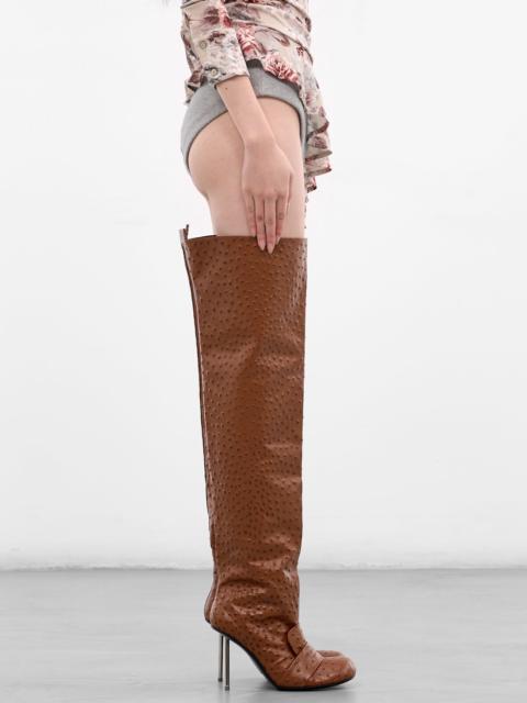 Acne Studios Cognac Leather Thigh High Boots