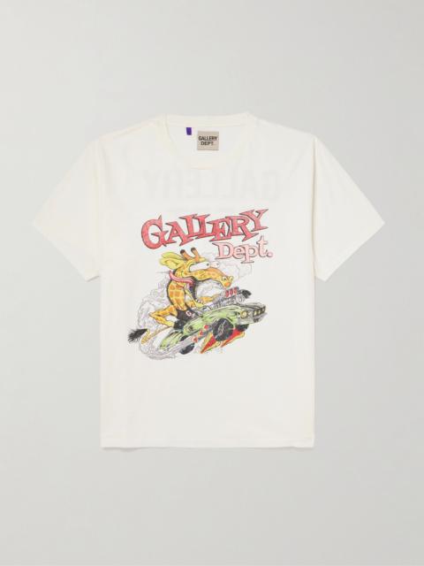 GALLERY DEPT. Rally Glittered Logo-Print Cotton-Jersey T-Shirt Off-white