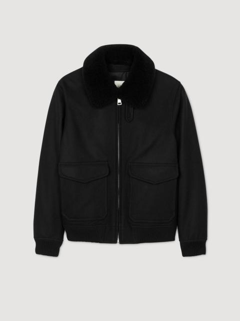 Sandro WOOL AVIATOR JACKET WITH SHEARLING