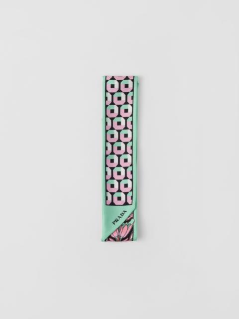 Prada Printed silk twill skinny scarf