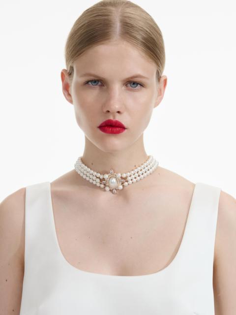 self-portrait Gold Pearl Choker