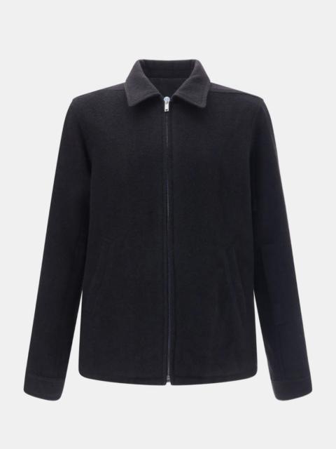 Rick Owens Black Pointed-Collar Zip-Front Shirt Jacket