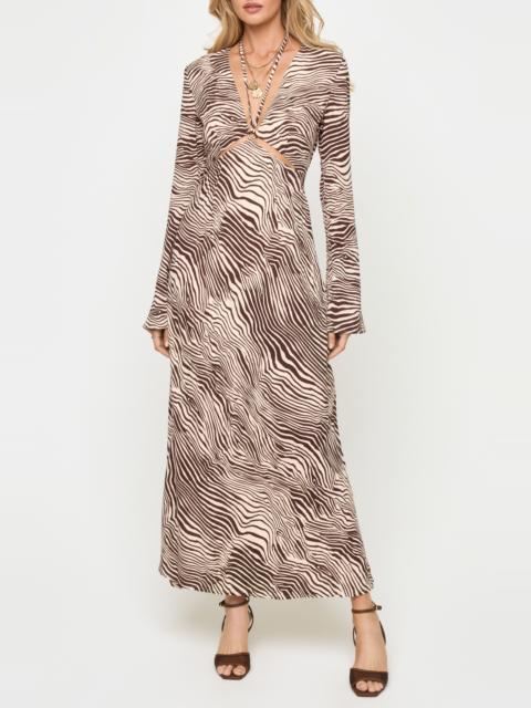 L*SPACE LSPACE Say When Long Sleeve Cover-Up Maxi Dress in You're An Animal at Nordstrom
