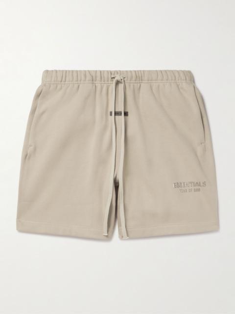 ESSENTIALS Wide-Leg Logo-Appliquéd Cotton-Blend Jersey Drawstring Shorts Beige