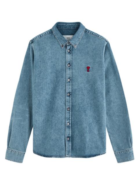 Ami Paris Logo-embroidered Denim Shirt