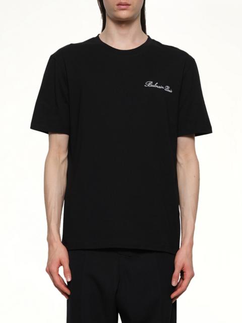 Balmain Balmain Signature Embroidered T-Shirt in Black/White